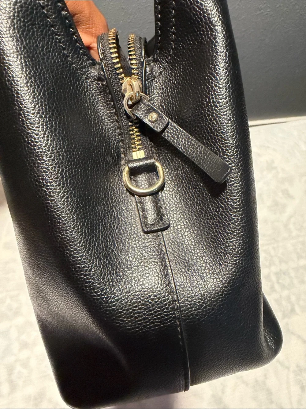 kate spade Black Leather Tote with Gold Hardware NON STRAP.